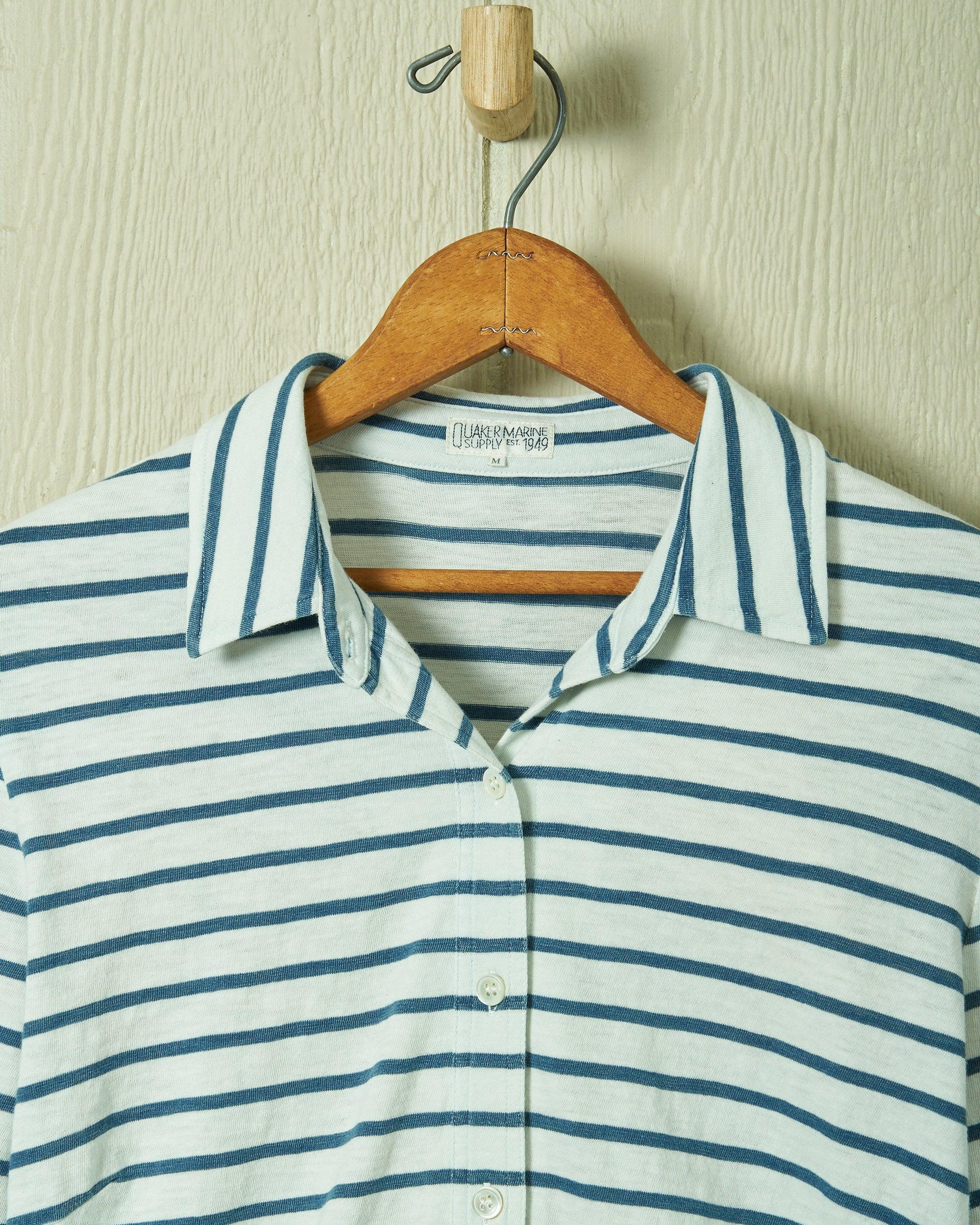 Avalon Indigo Knit Top in White/Navy Stripe Product Image