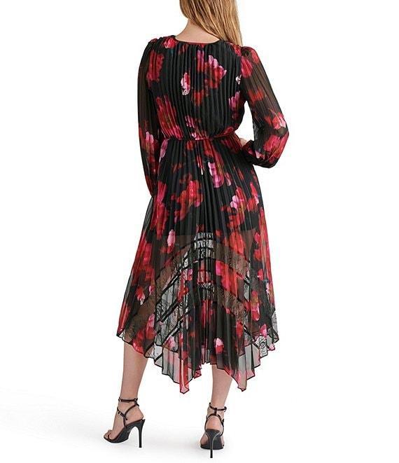 Steve Madden Ari Chiffon Floral Print V-Neck Long Sleeve Maxi Dress Product Image