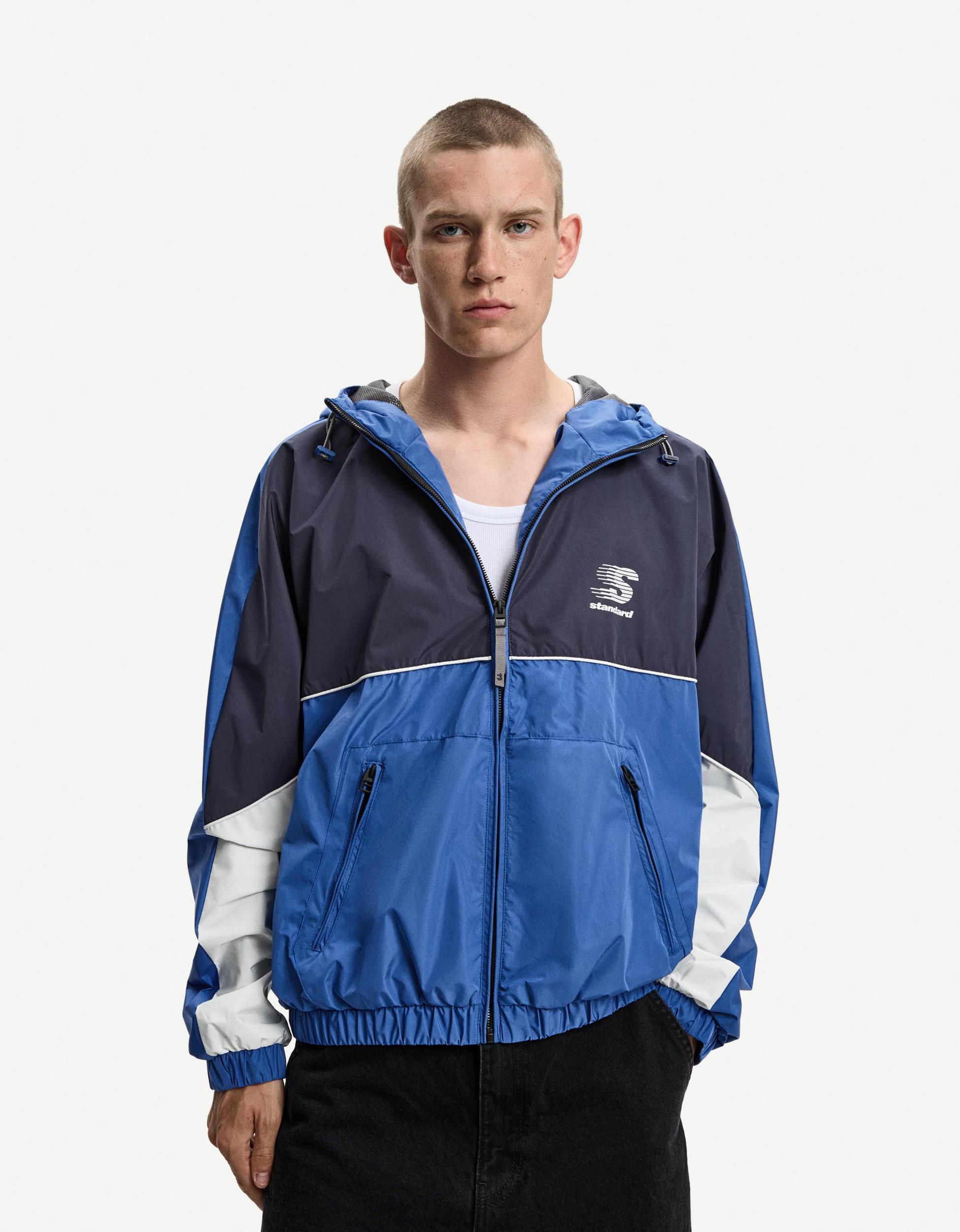 Lightweight color block jacket with hood Product Image