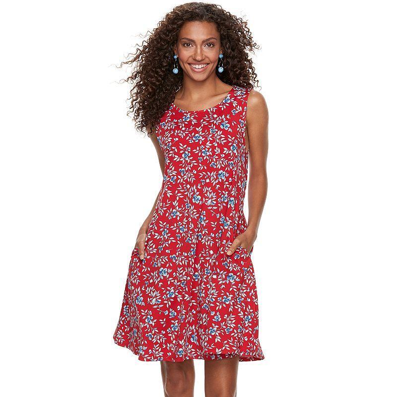 Womens Nina Leonard Floral Swing Dress Blue Print Product Image