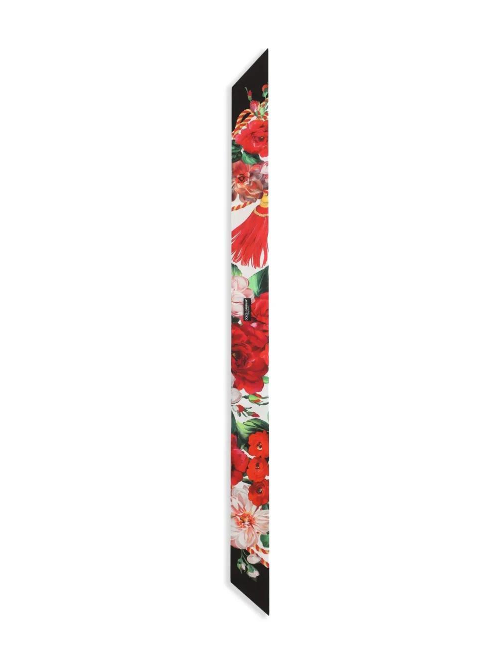 DOLCE & GABBANA Rose-print Headscarf In Red Product Image