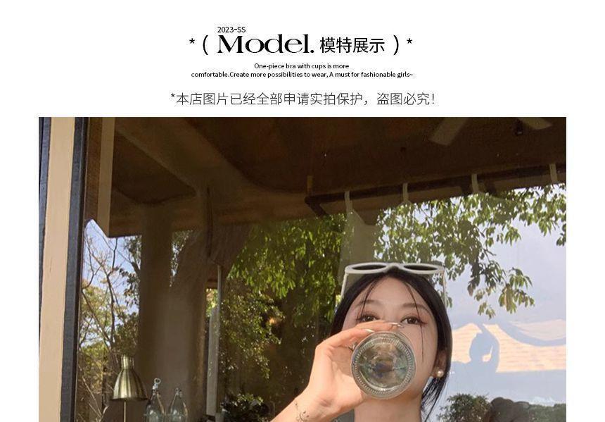 Halter Plain Open Back Padded Crop Cami Top Product Image