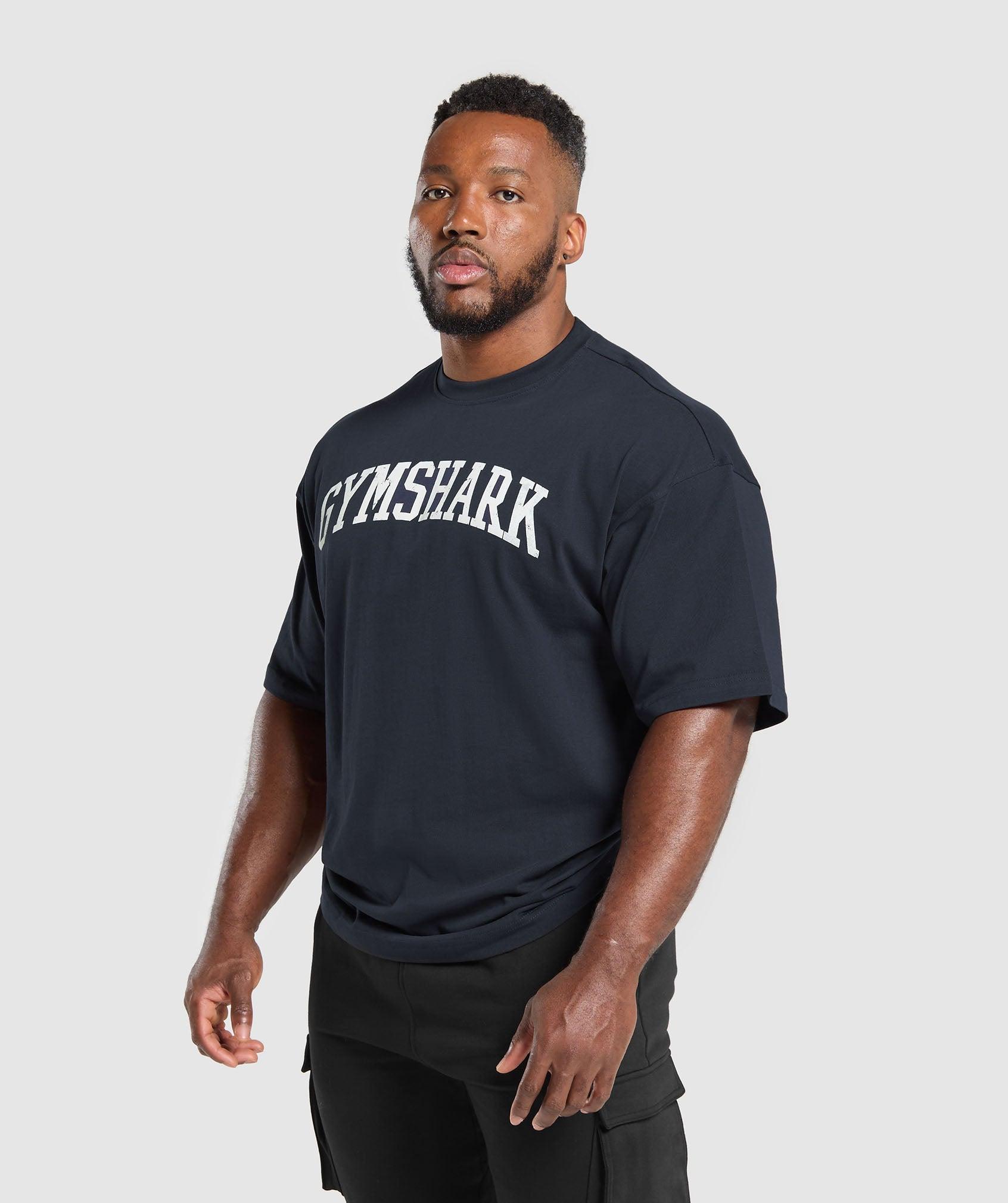 Gymshark Collegiate T-Shirt - Heavy Blue Male Product Image