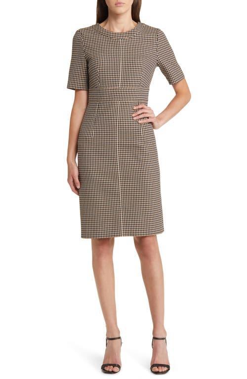 Womens Slim-Fit Dress In Checked Stretch Material Product Image