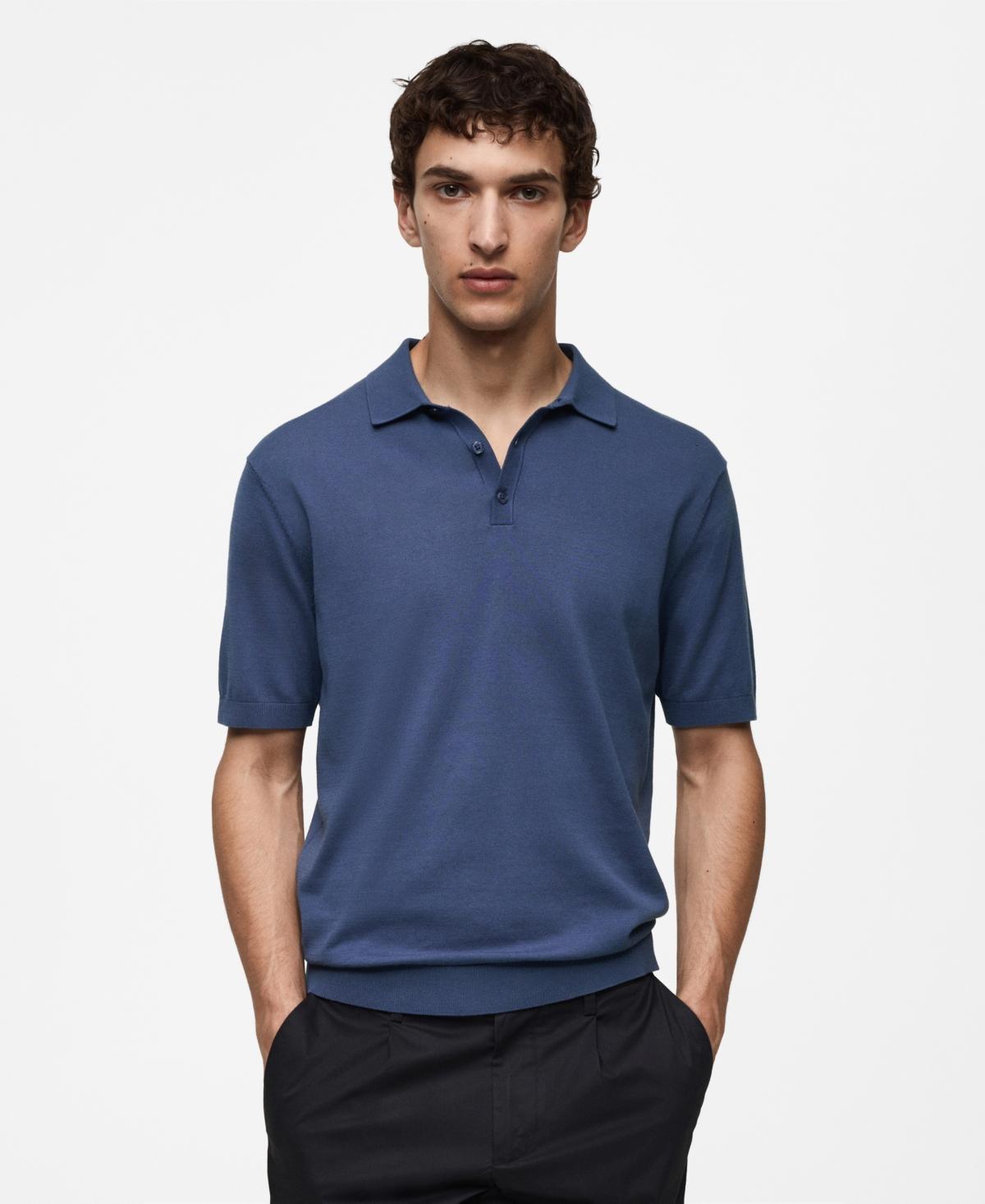 100% cotton knitted polo shirt - Men | MANGO USA Product Image