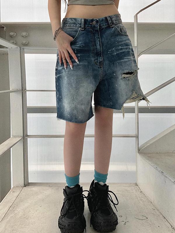 Personalised Torn Irregular Denim Shorts Product Image