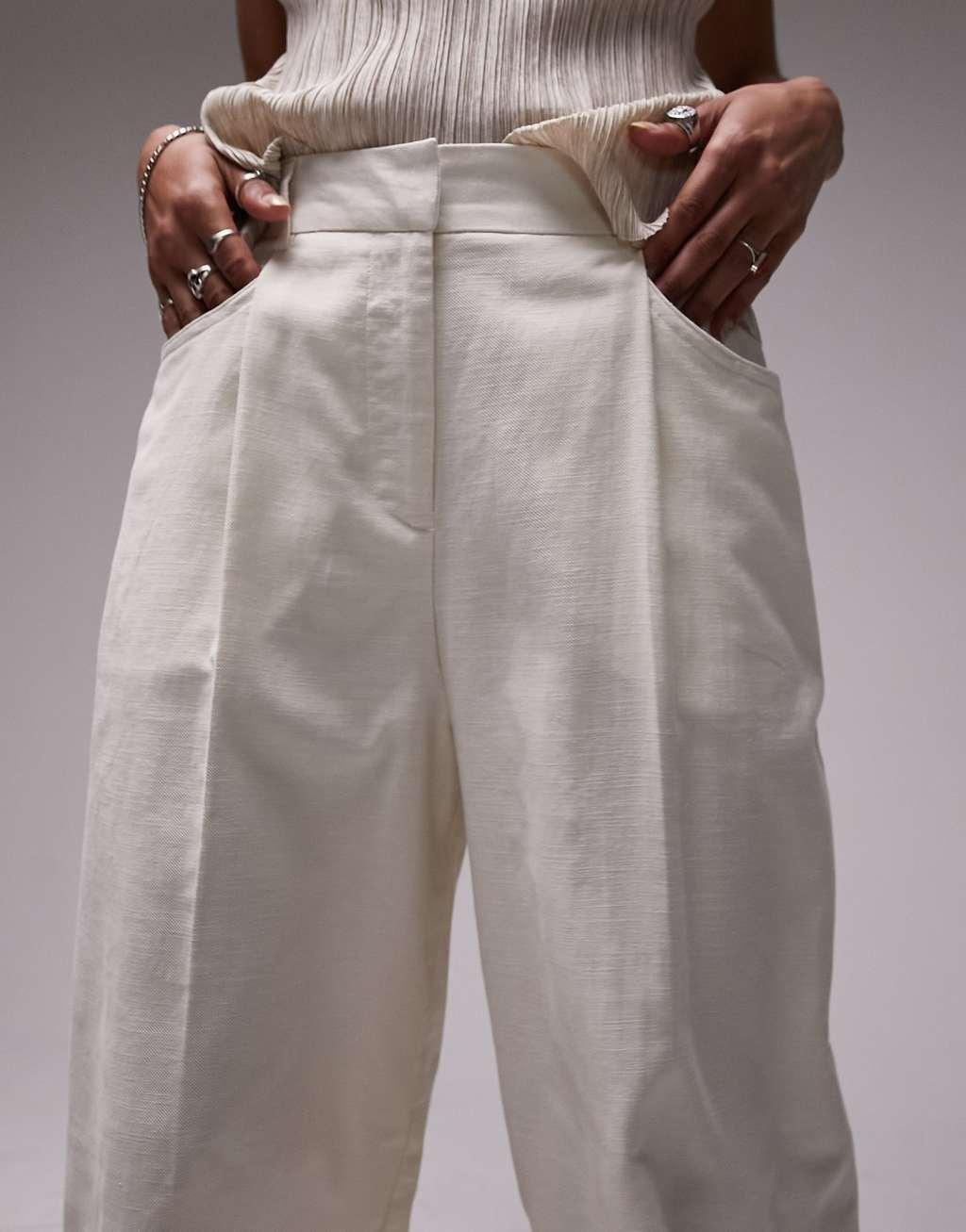 Topshop linen-blend wide leg pants Product Image