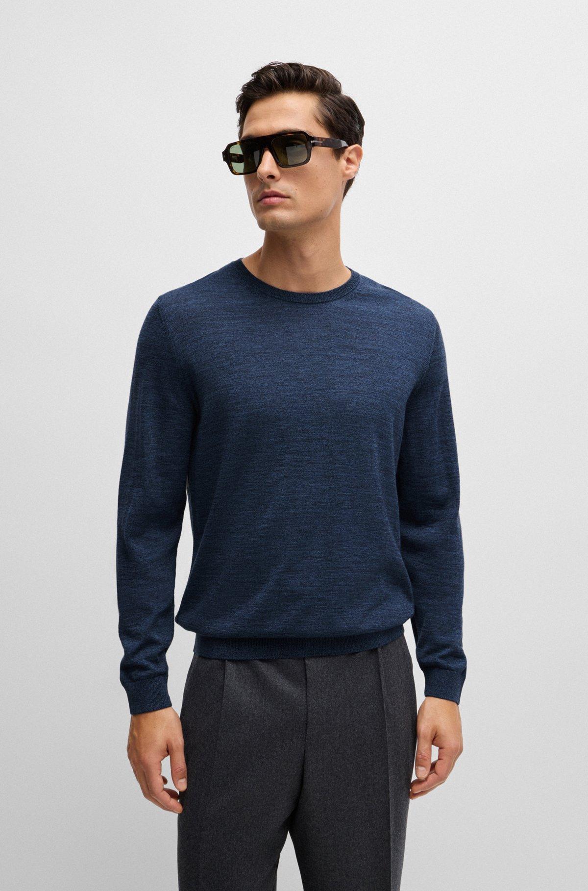 Slim-fit sweater in merino wool with crew neckline Product Image