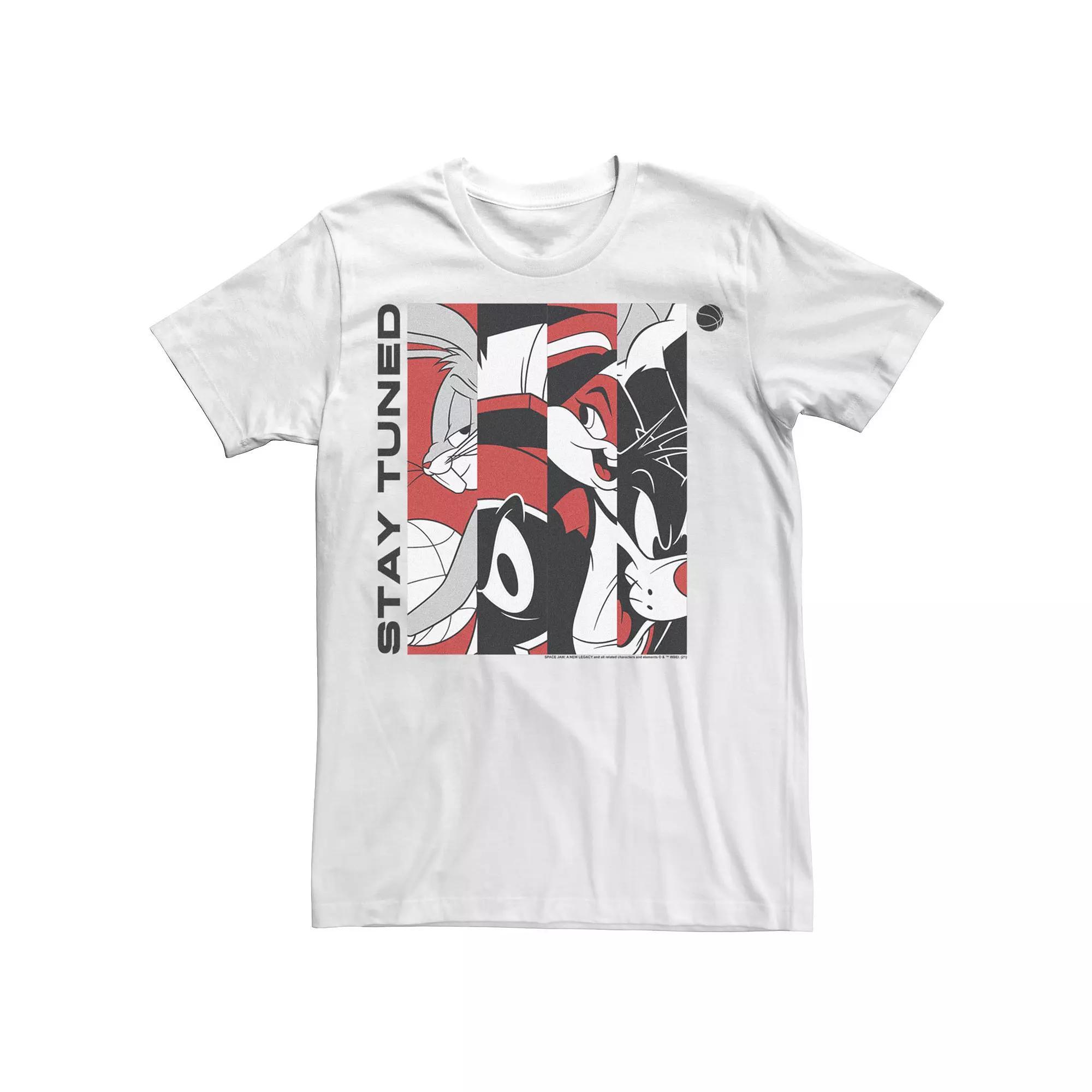 Men's Space Jam 2 Stay Tuned Tune Squad Portrait Panels Tee, Size: XS, White Product Image