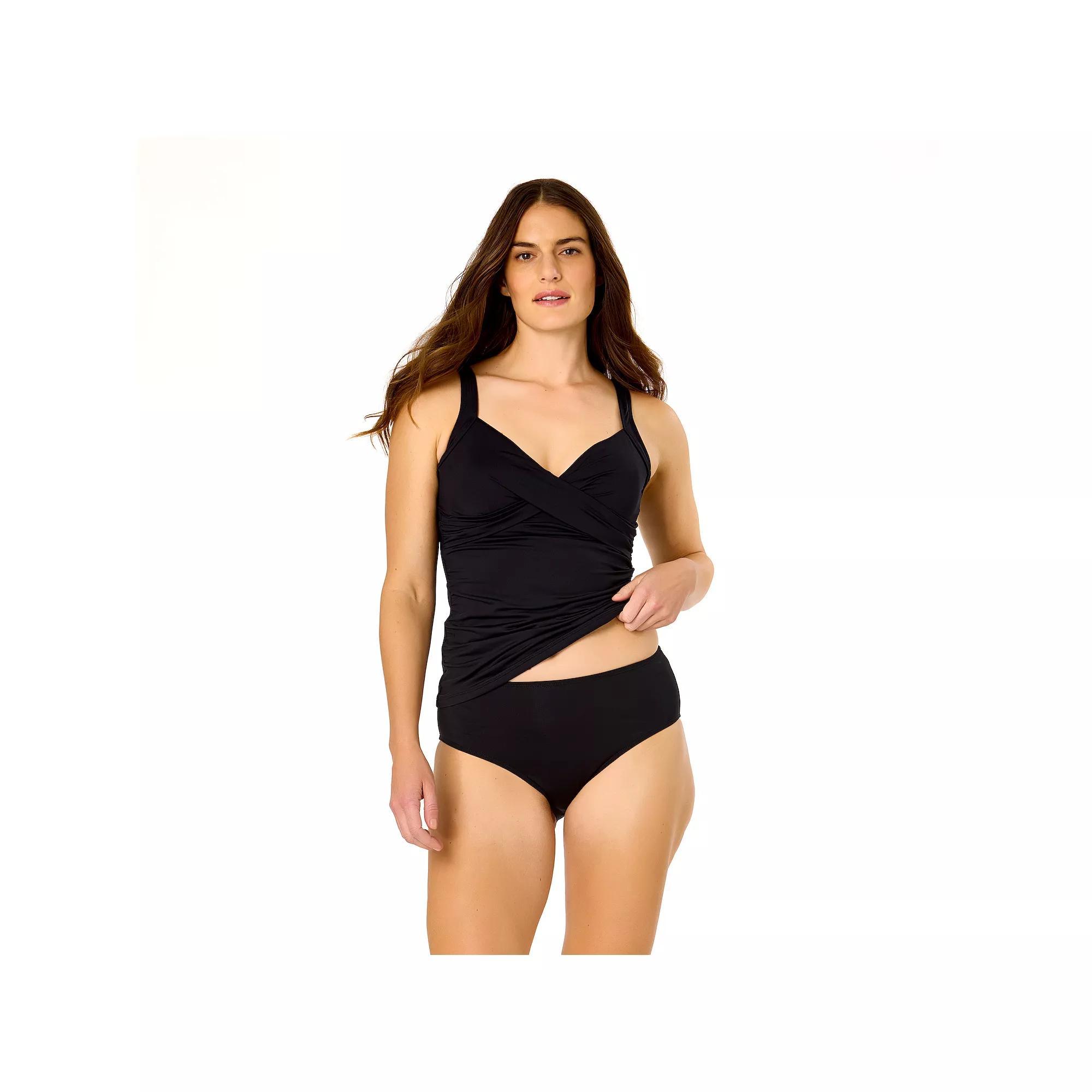 Women's Lands' End Shirred Twist Frame Tankini Swim Top, Size: XL, Black Product Image