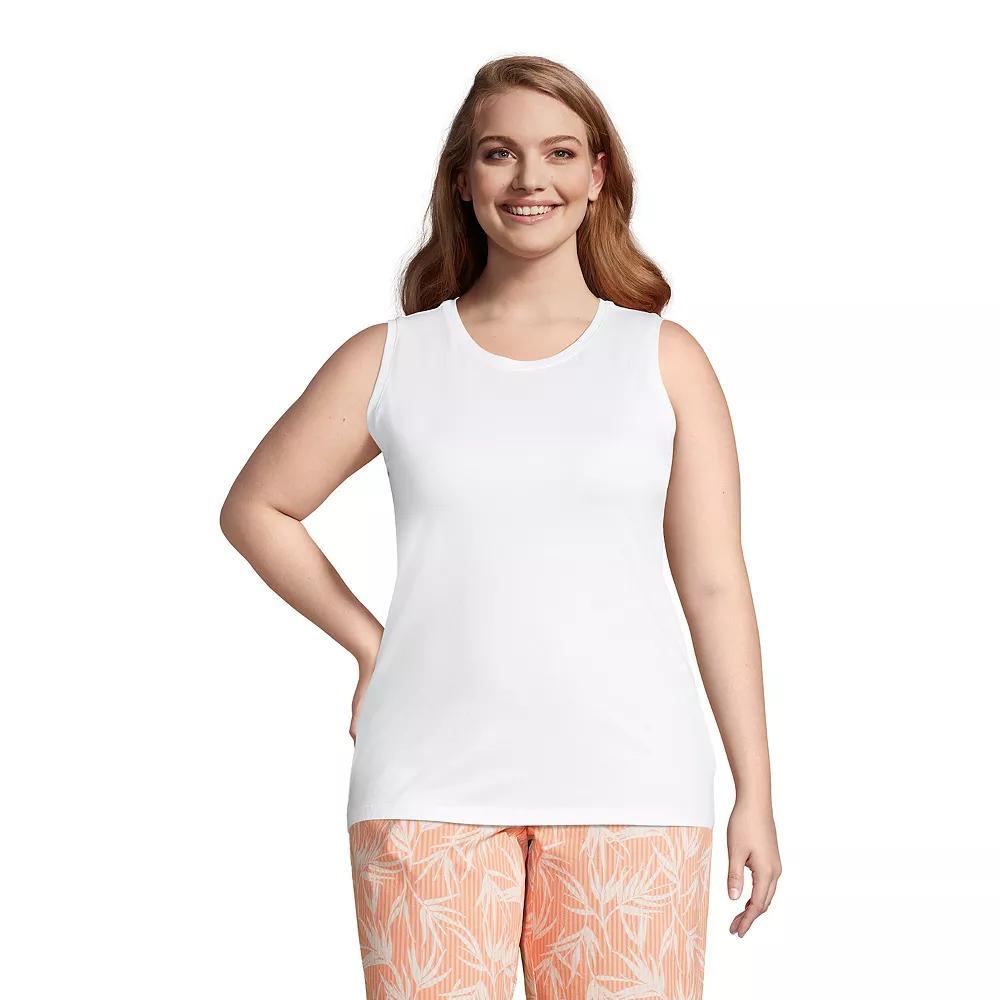 Plus Size Lands' End Power Performance Tunic Tank, Women's, Size: 2XL, White Product Image