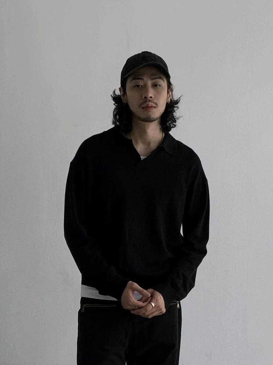 RT No. 18759 BOXY KNIT POLO LONGSLEEVE Product Image