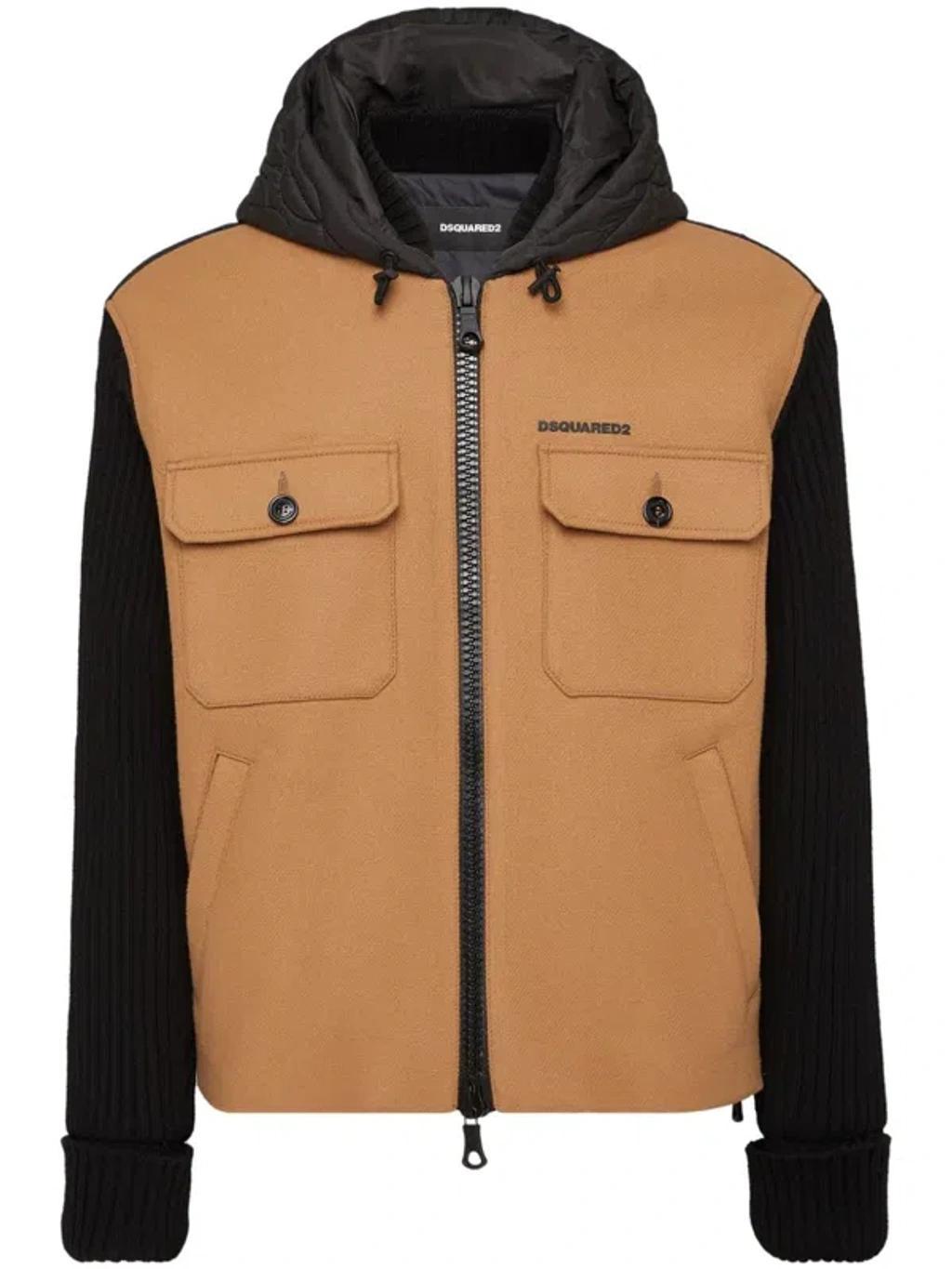 DSQUARED2 Quilted Hooded Jacket In Brown Product Image