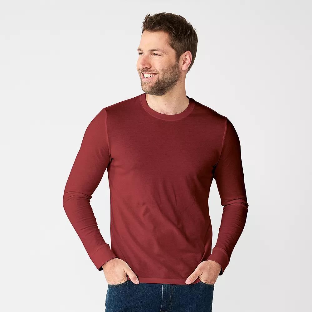 Men's Sonoma Goods For Life® Supersoft Long Sleeve Crewneck Tee, Size: XXL, Burnt Red Product Image