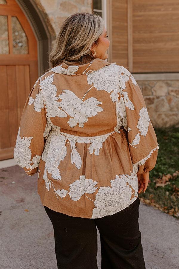 Always In Style Floral Top in Camel Curves Product Image