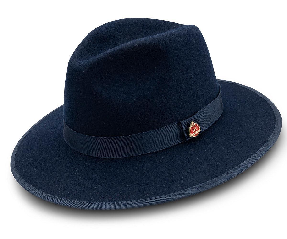 Navy 3 ¼" Brim Wool Felt Hat with Red Bottom Product Image