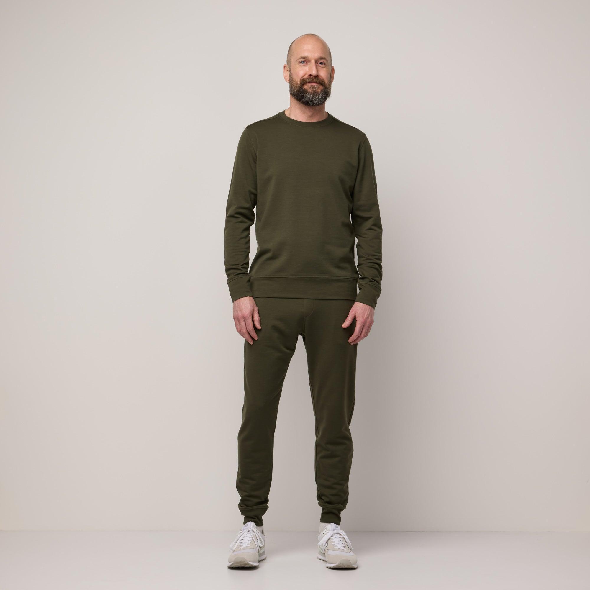 Merino Wool French Terry Crewneck | Forest Night Product Image