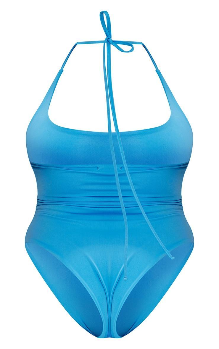 Plus Bright Blue Cowl Neck Swimsuit Product Image