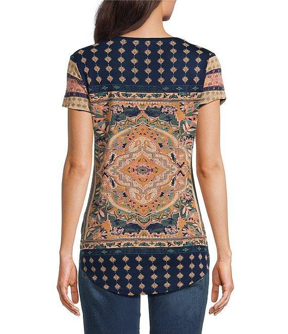 Lucky Brand Persian Carpet Graphic Scoop Neck Short Sleeve Tee Shirt Product Image