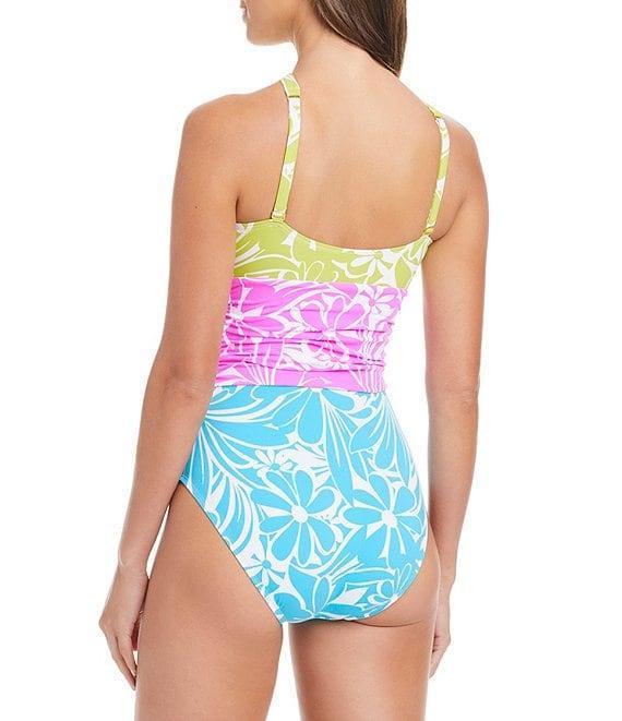 Bleu Rod Beattie Sock It To Me Halter Neck Front Keyhole Shirred One Piece Swimsuit Product Image
