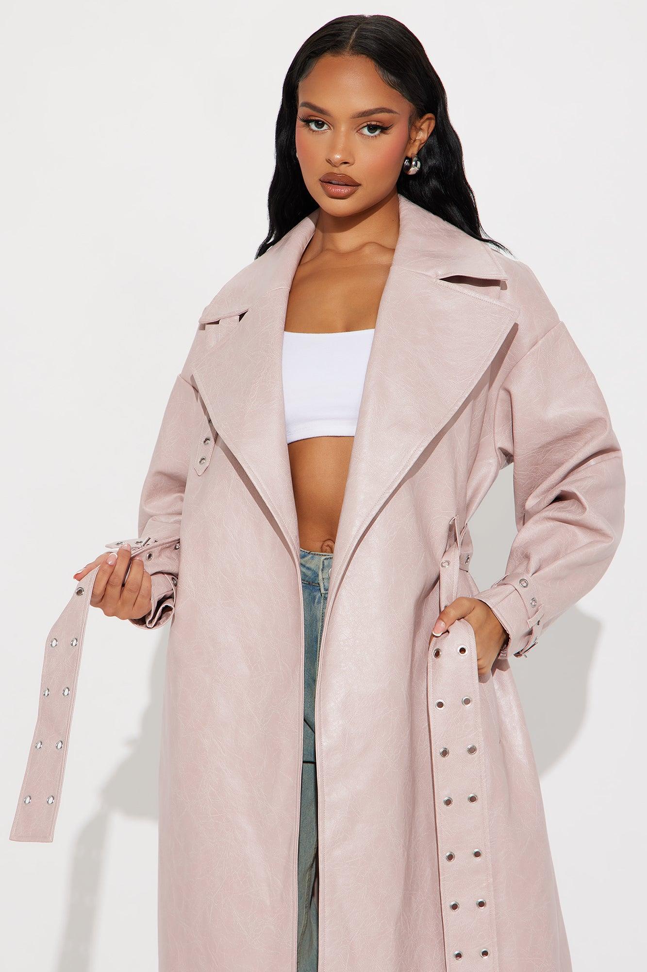 Not Your Average Washed Faux Leather Trench - Blush Product Image