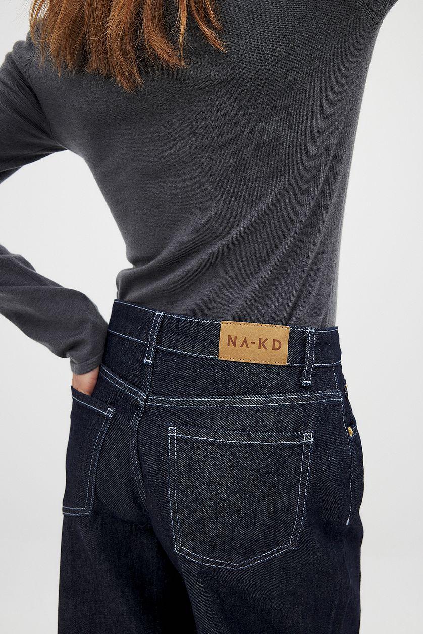 High Waist Cargo Detail Denim Product Image