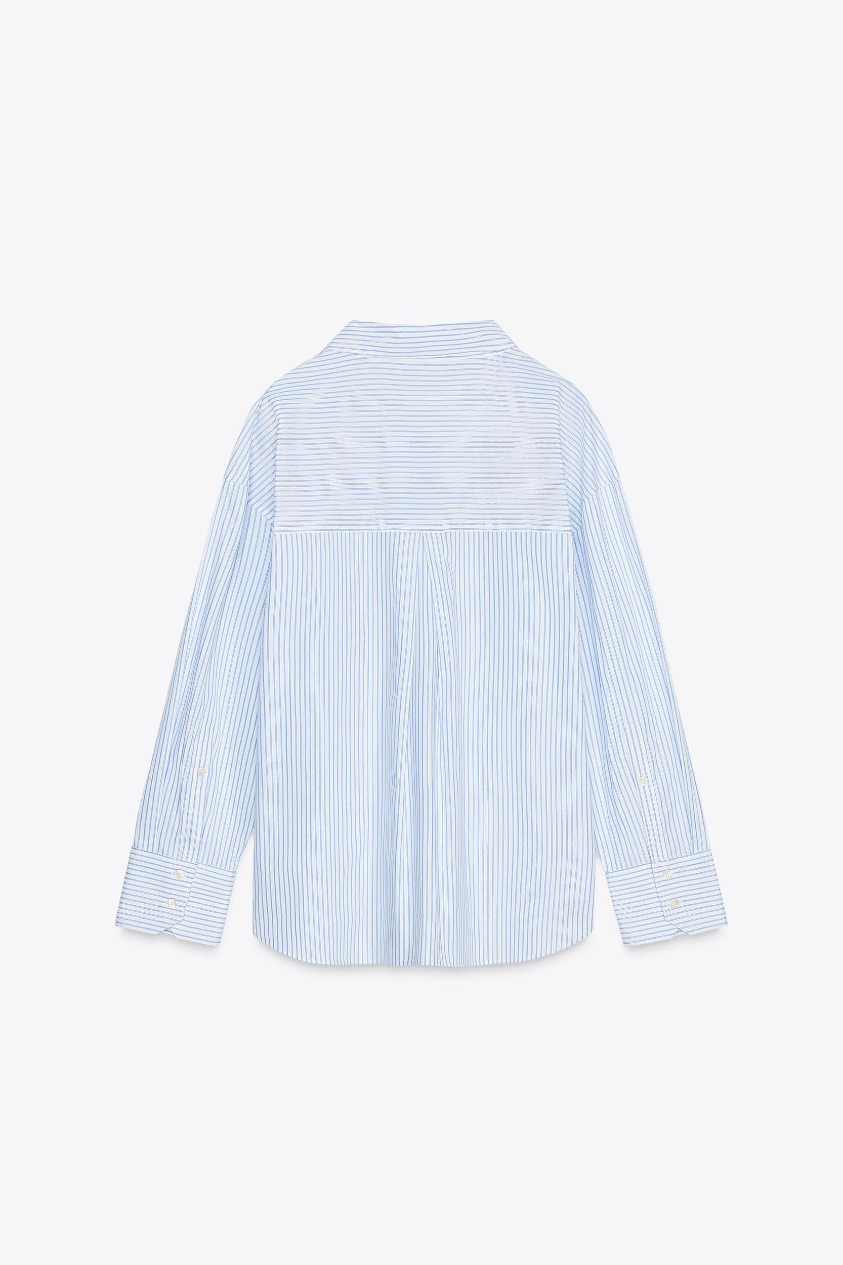 METALLIC THREAD STRIPED POPLIN SHIRT Product Image