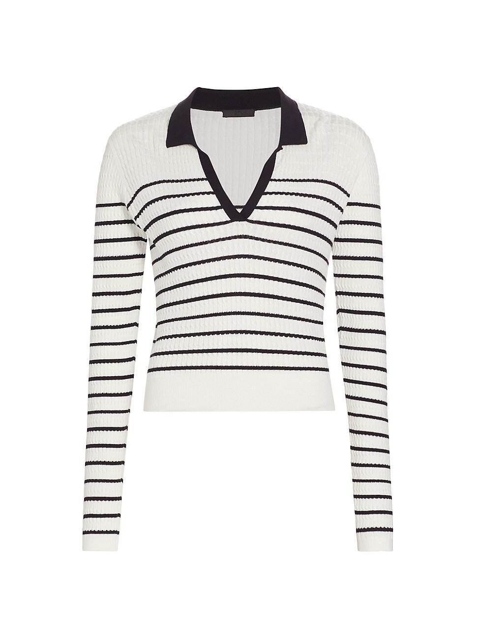 Womens Stripe Polo Sweater Product Image