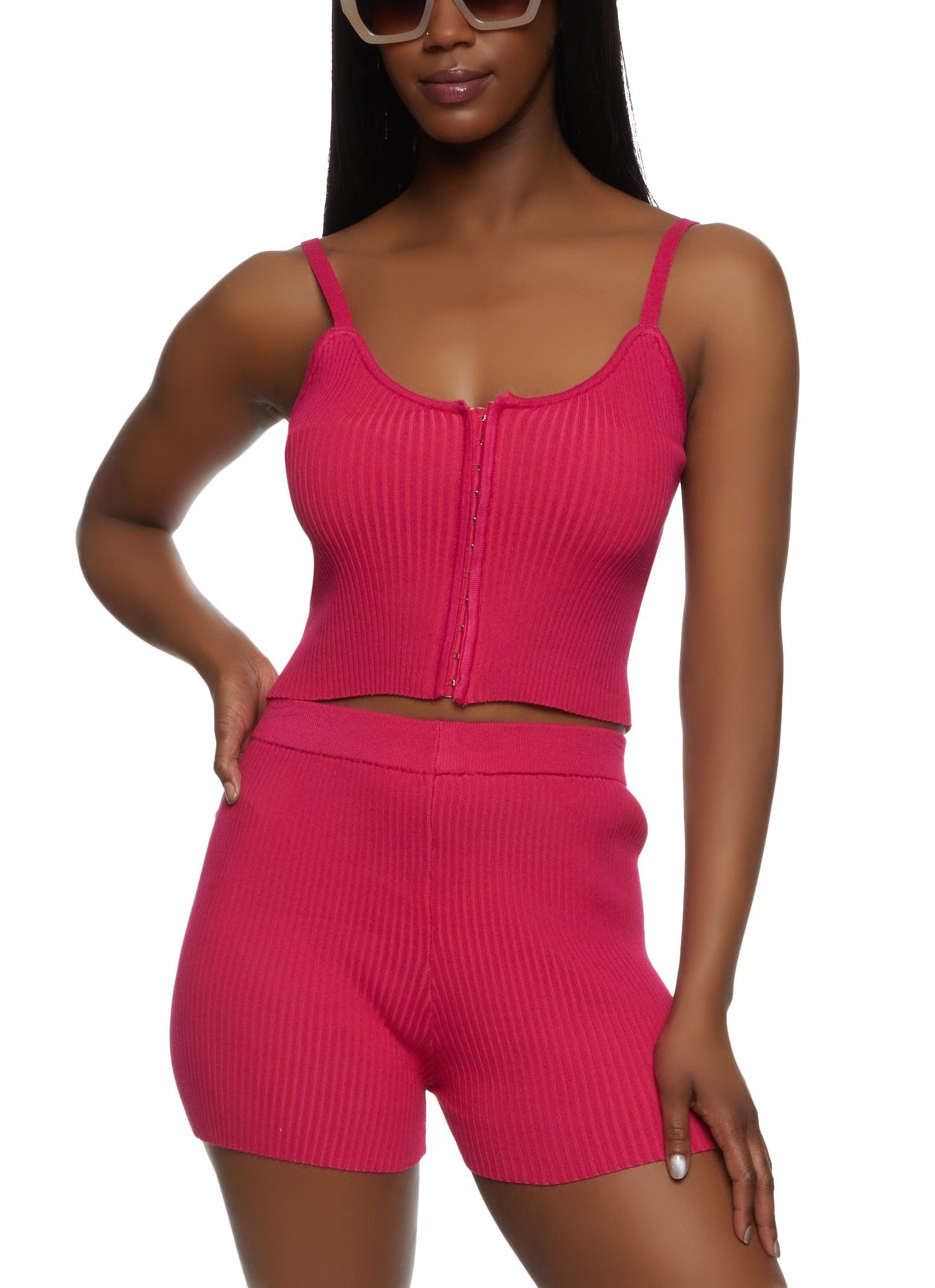 Womens Ribbed Hook and Eye Cropped Cami Product Image