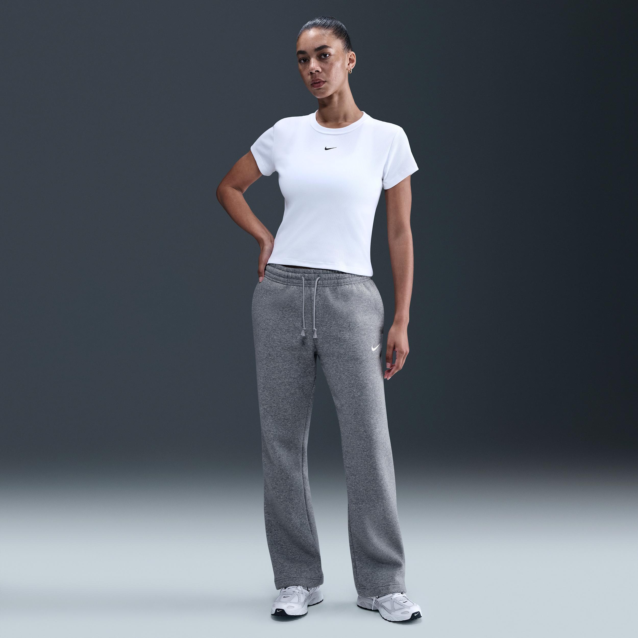 Womens Nike Sportswear Phoenix Fleece Mid-Rise Open-Hem Pants | HQ7723-063 Product Image