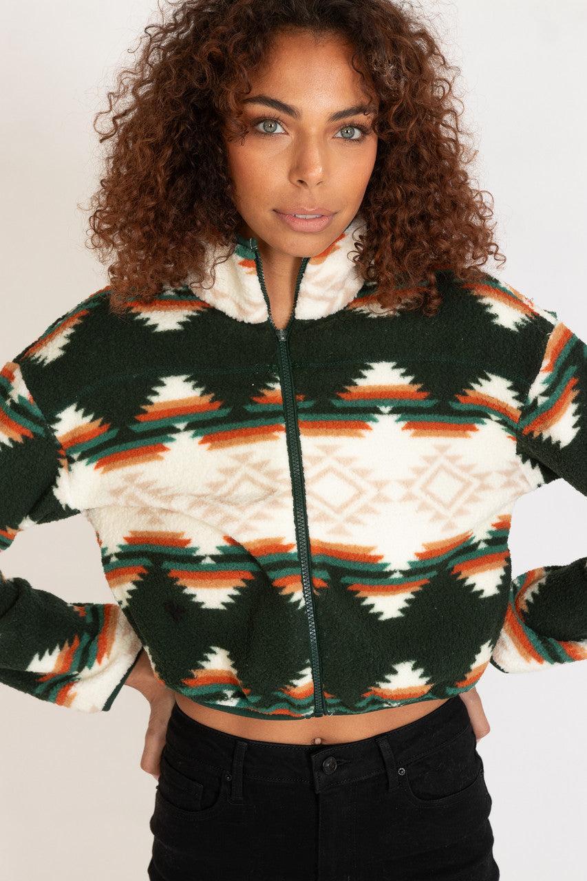 Geometric Print Sherpa Jacket Product Image