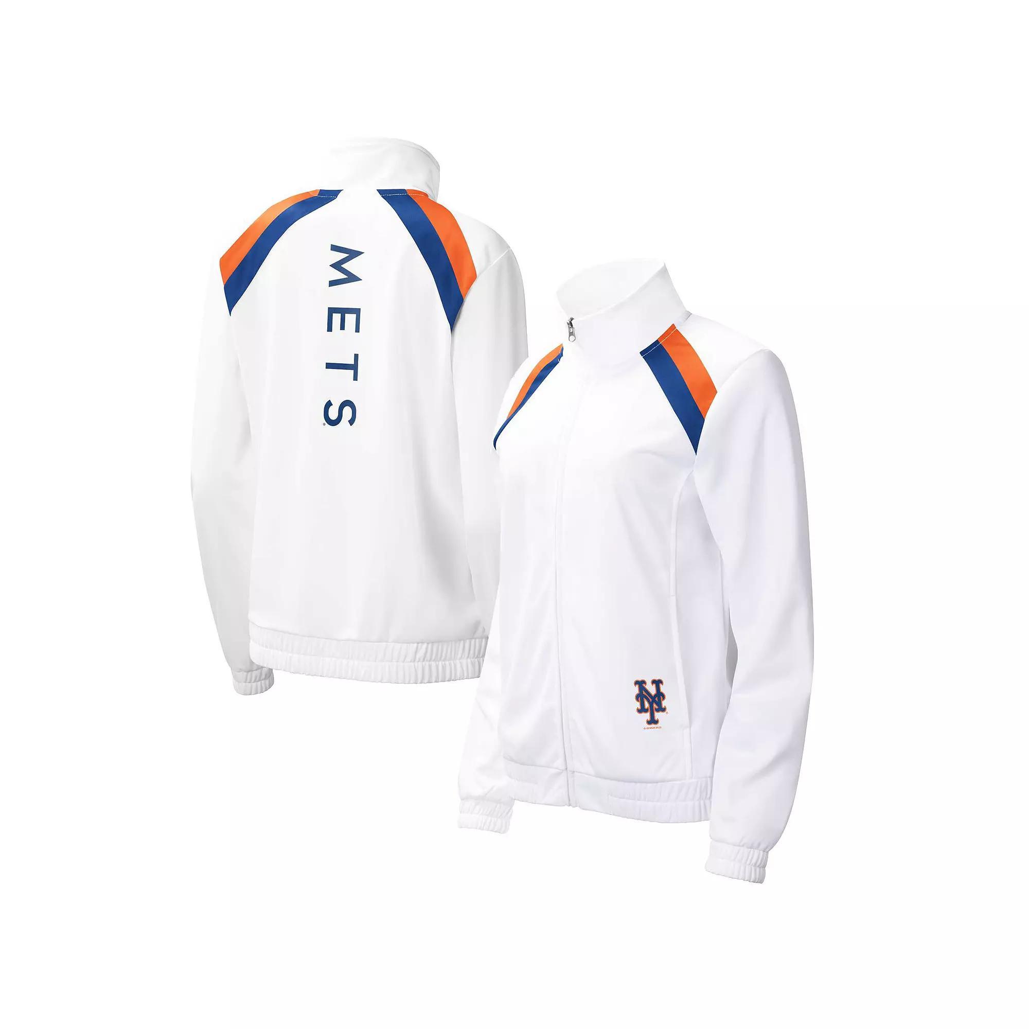 Women's G-III 4Her by Carl Banks White New York Mets Red Flag Full-Zip Track Jacket, Size: Large Product Image
