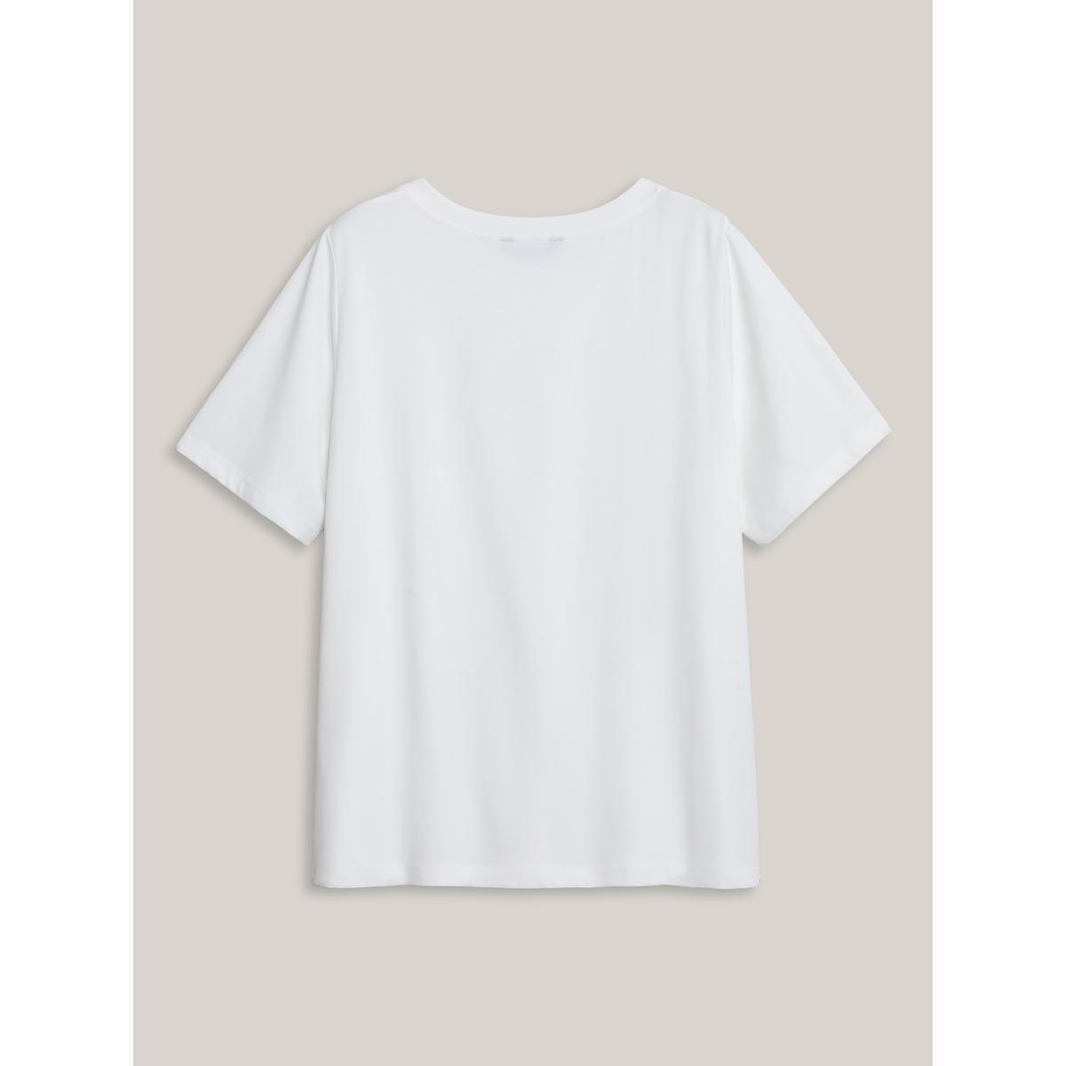 Plus Size Pineapple Vibes Print Round Neck T-Shirt Originalwhite Women Non Fruit Round Neck Everyday-Casual T-shirts BloomChic 14-16/1X Product Image