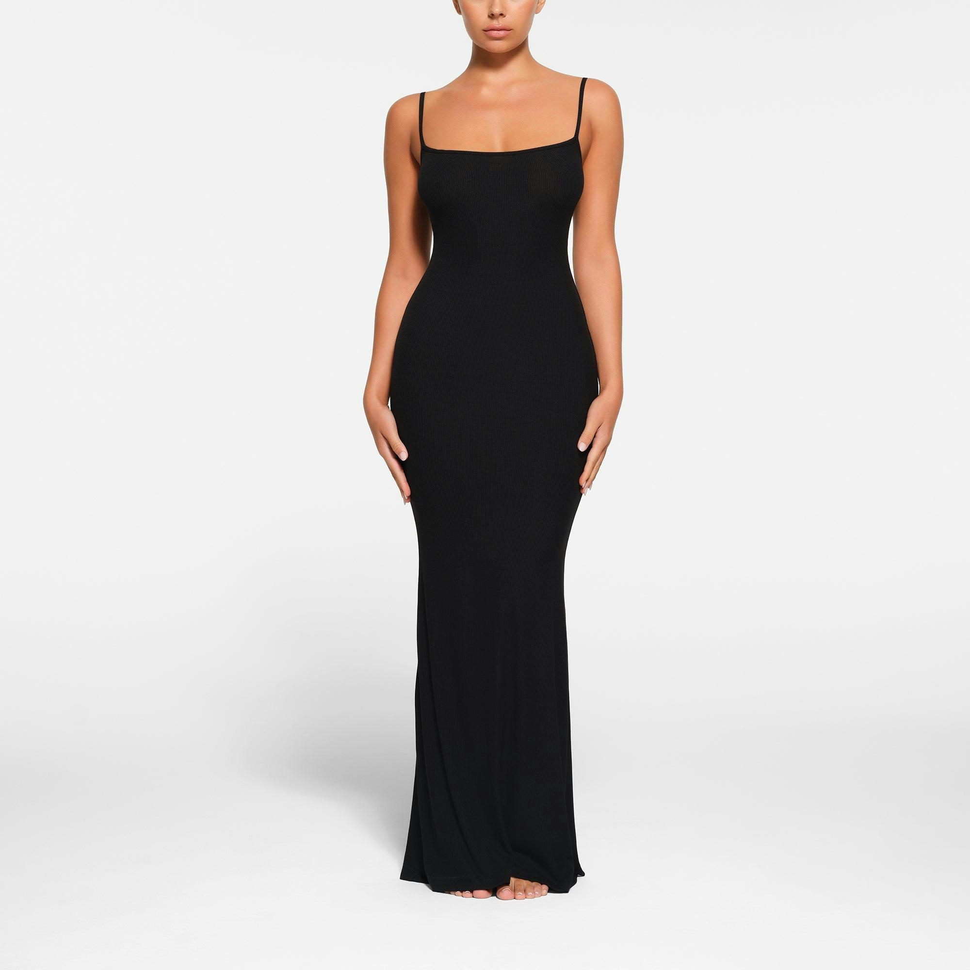 SOFT LOUNGE PETITE LONG SLIP DRESS | ONYX Product Image