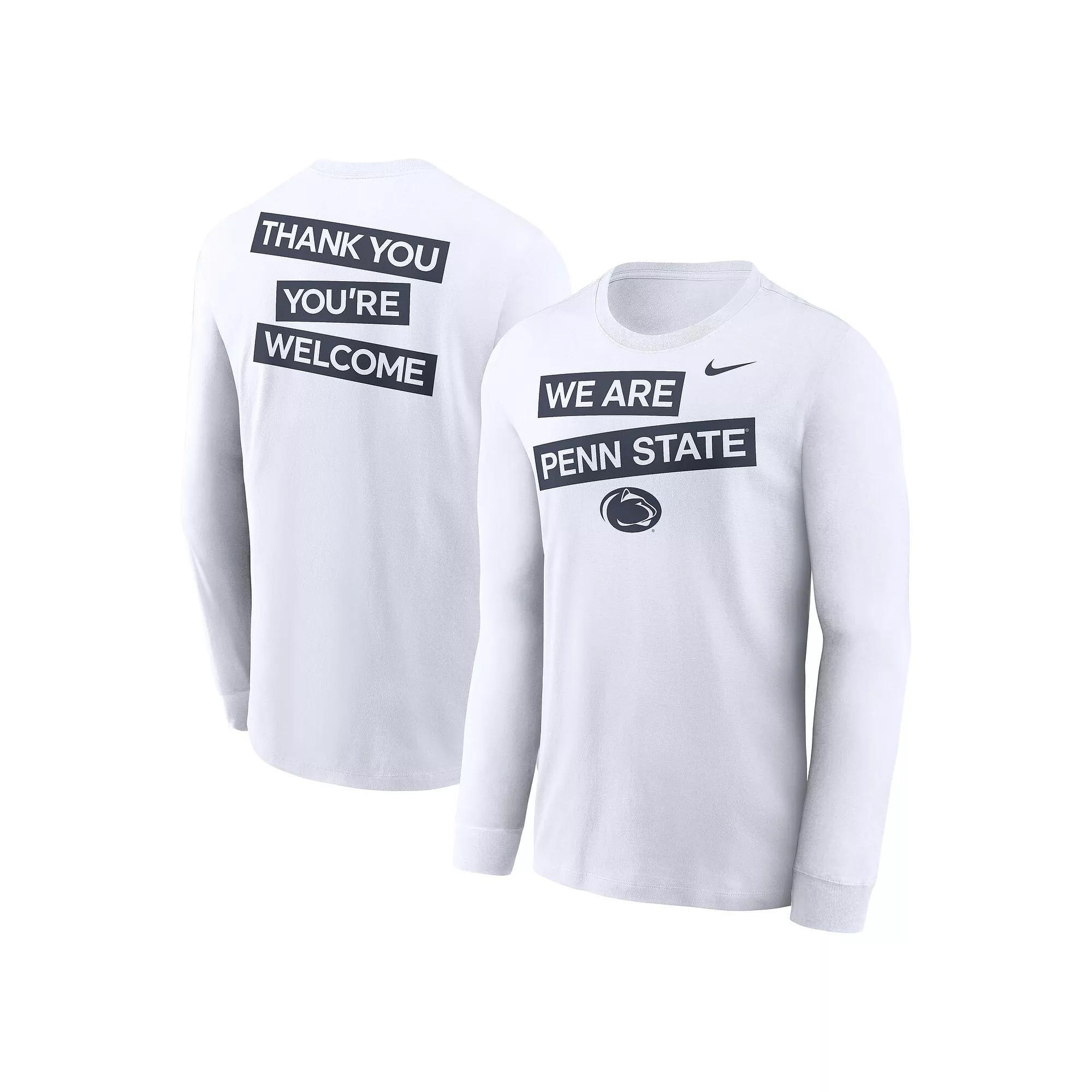 Men's Nike White Penn State Nittany Lions Two-Hit Classic Location Long Sleeve T-Shirt,  Product Image