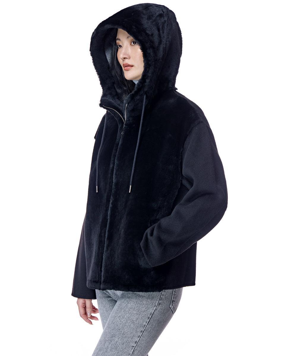 Hooded Shearling and Wool Jacket-Maximilian Product Image
