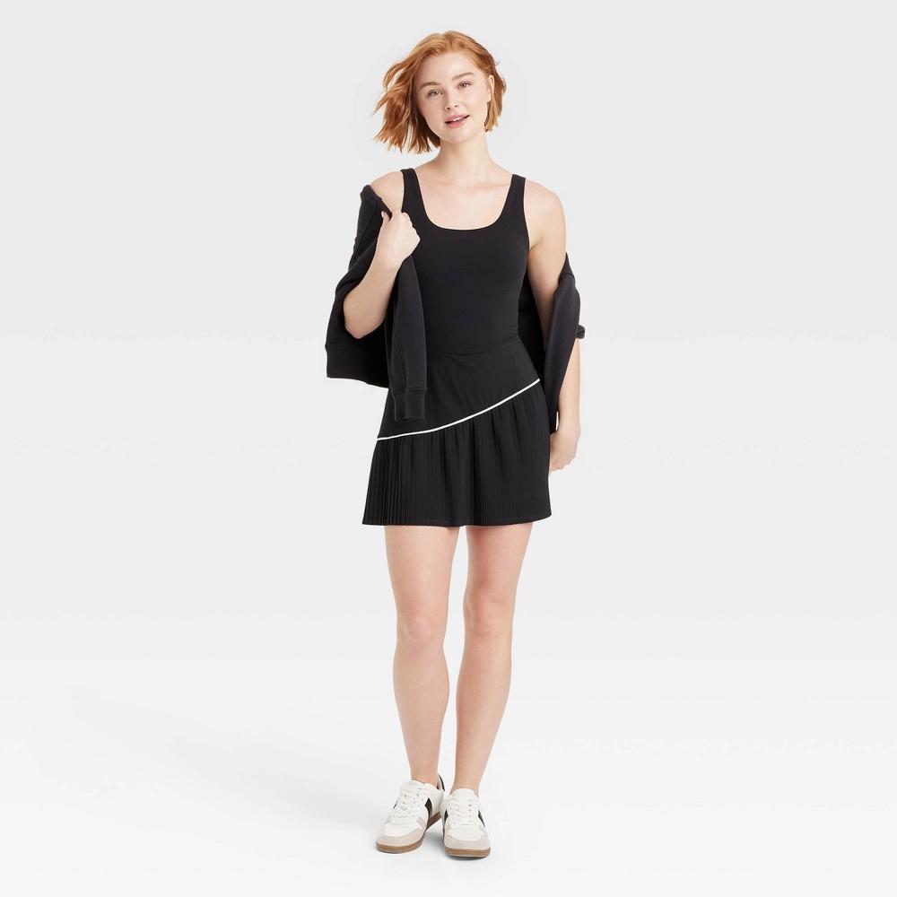 Womens Knit Asymmetrical Pleated Active Dress - JoyLab Black Product Image