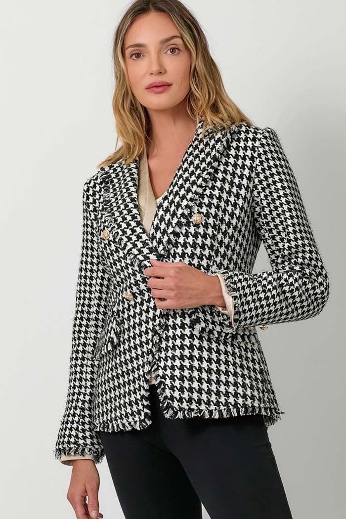 Houndstooth Fray Detail Blazer Product Image