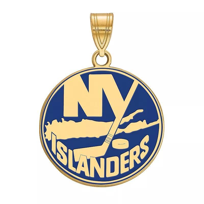 LogoArt New York Islanders Sterling Silver Large Enamel Logo Pendant, Womens Gold Tone Product Image