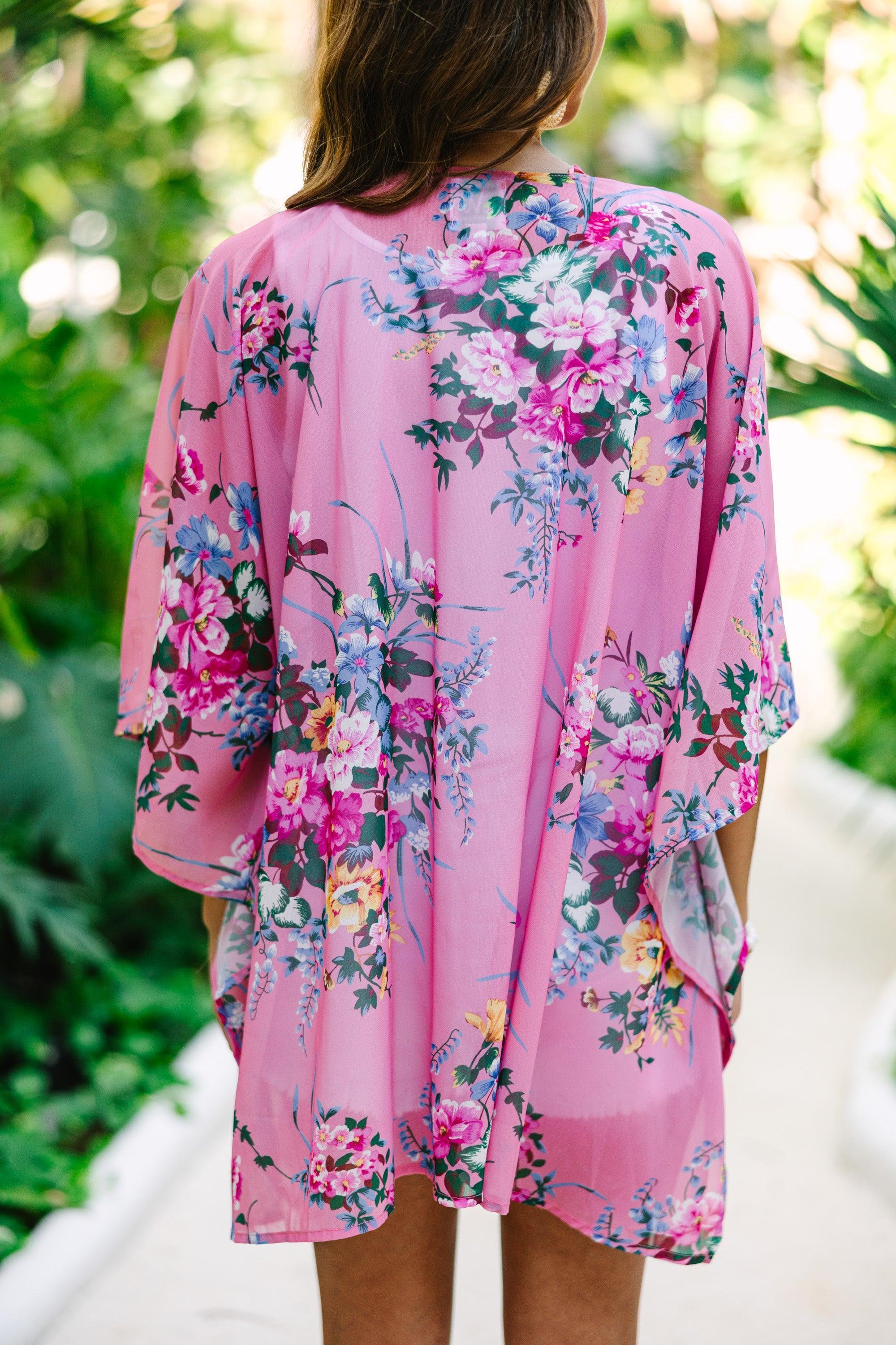 Such A Joy Light Pink Floral Kimono Female Product Image