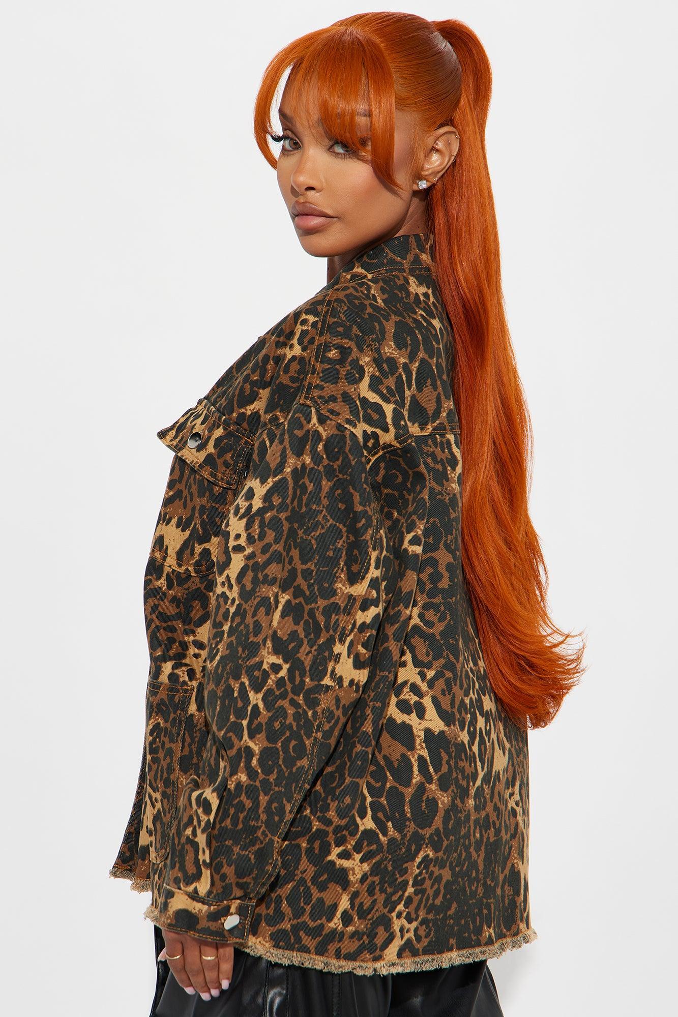 Wild For You Leopard Denim Shacket - Brown/combo Female Product Image