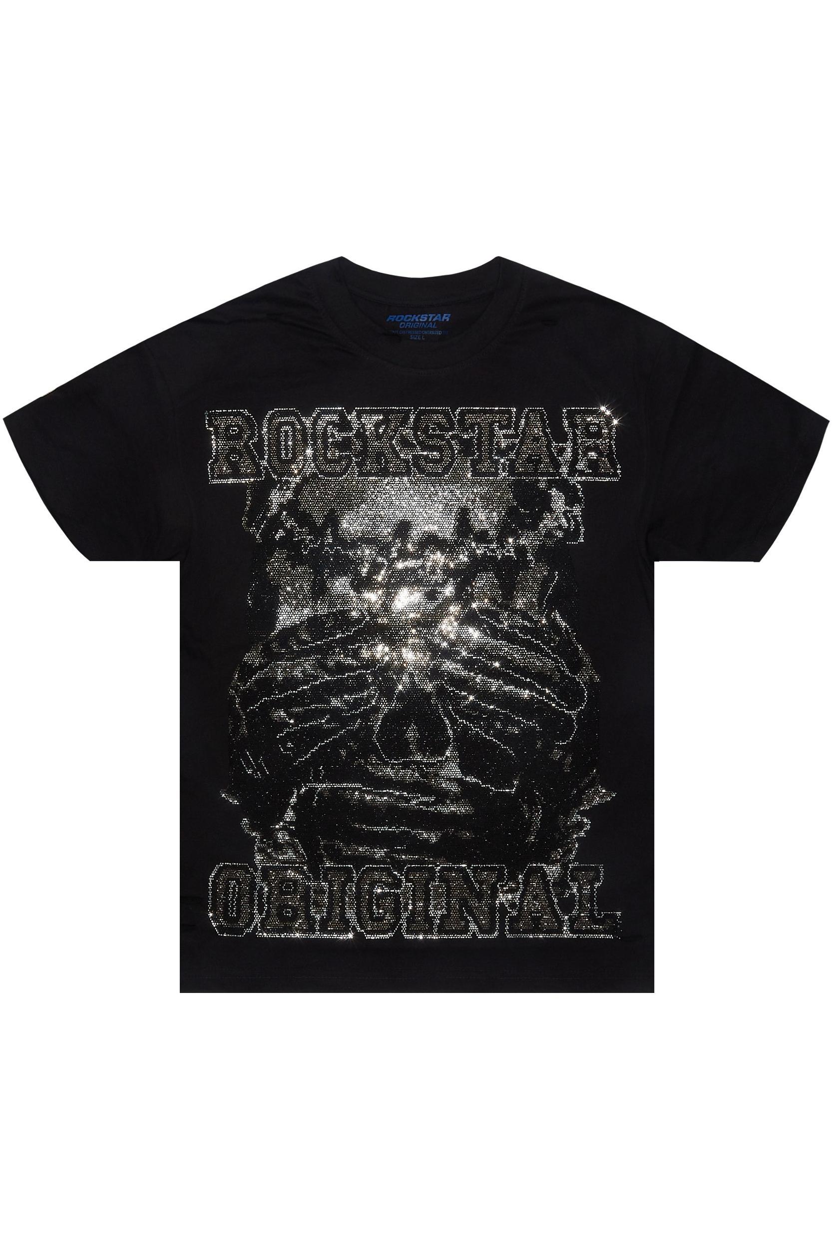 Shinika Black Rhinestone Oversized T-Shirt Female Product Image