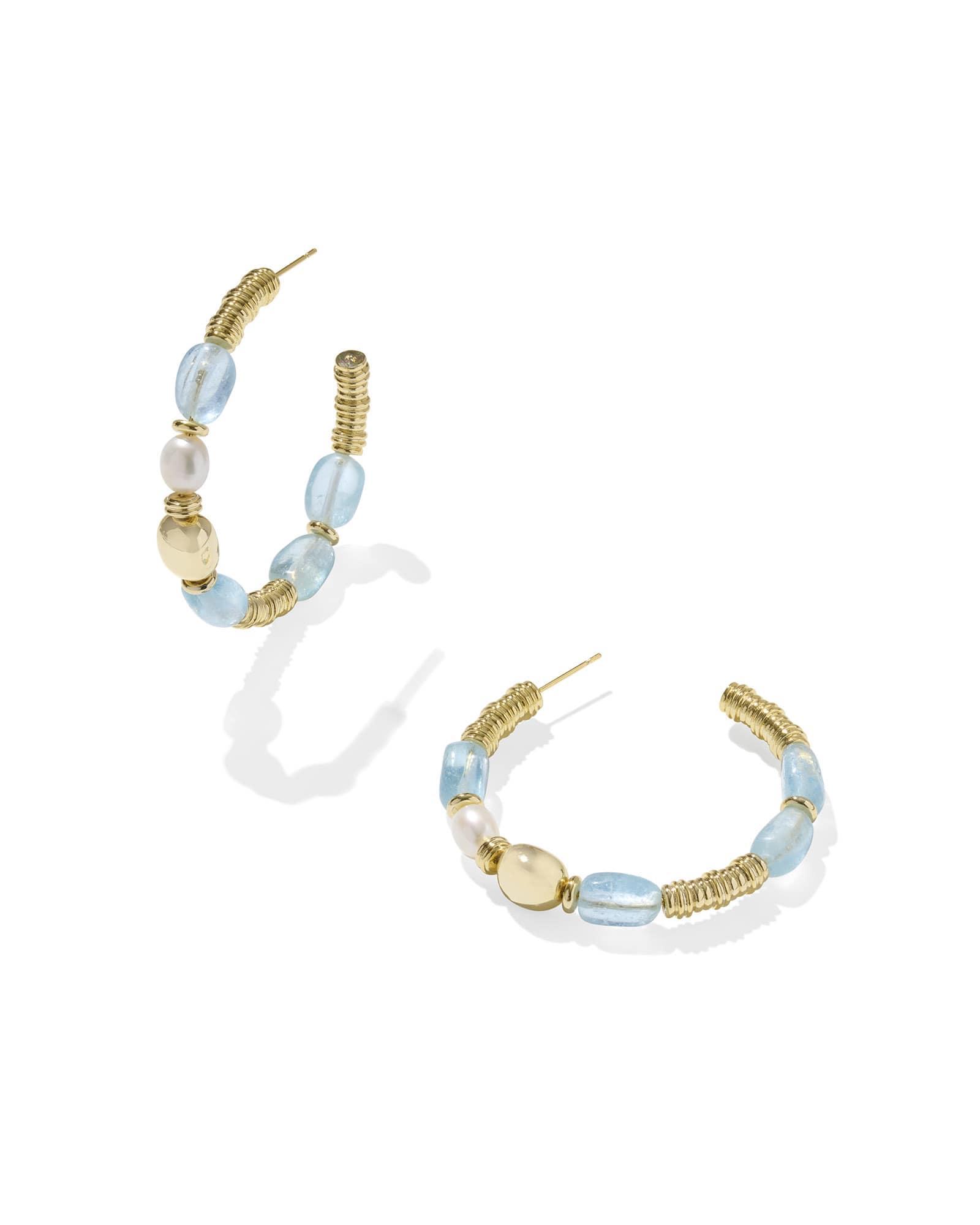 Melody Gold Beaded Hoop Earrings in Freshwater Cultured Pearl Product Image