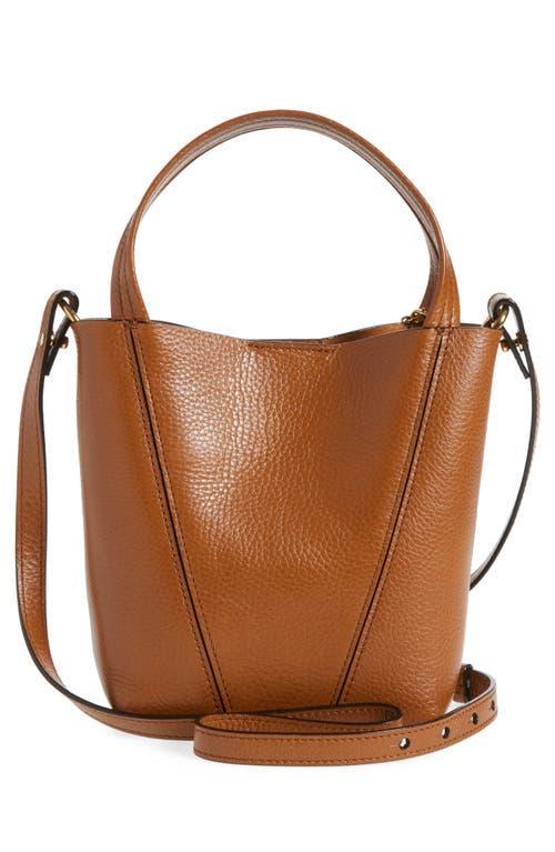 CHLOÉ Spin Mini Tote Bag In Grained Calfskin In Brown Product Image