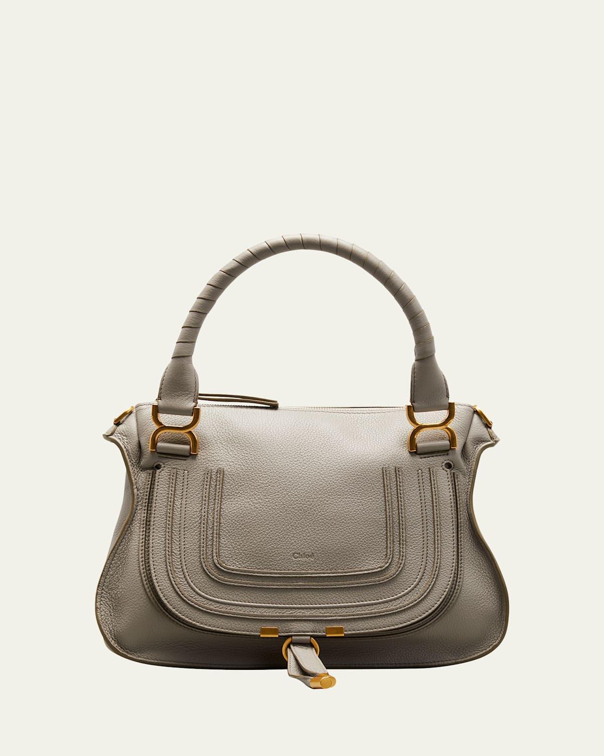 Marcie Medium Double Carry Satchel Bag in Grained Leather Product Image