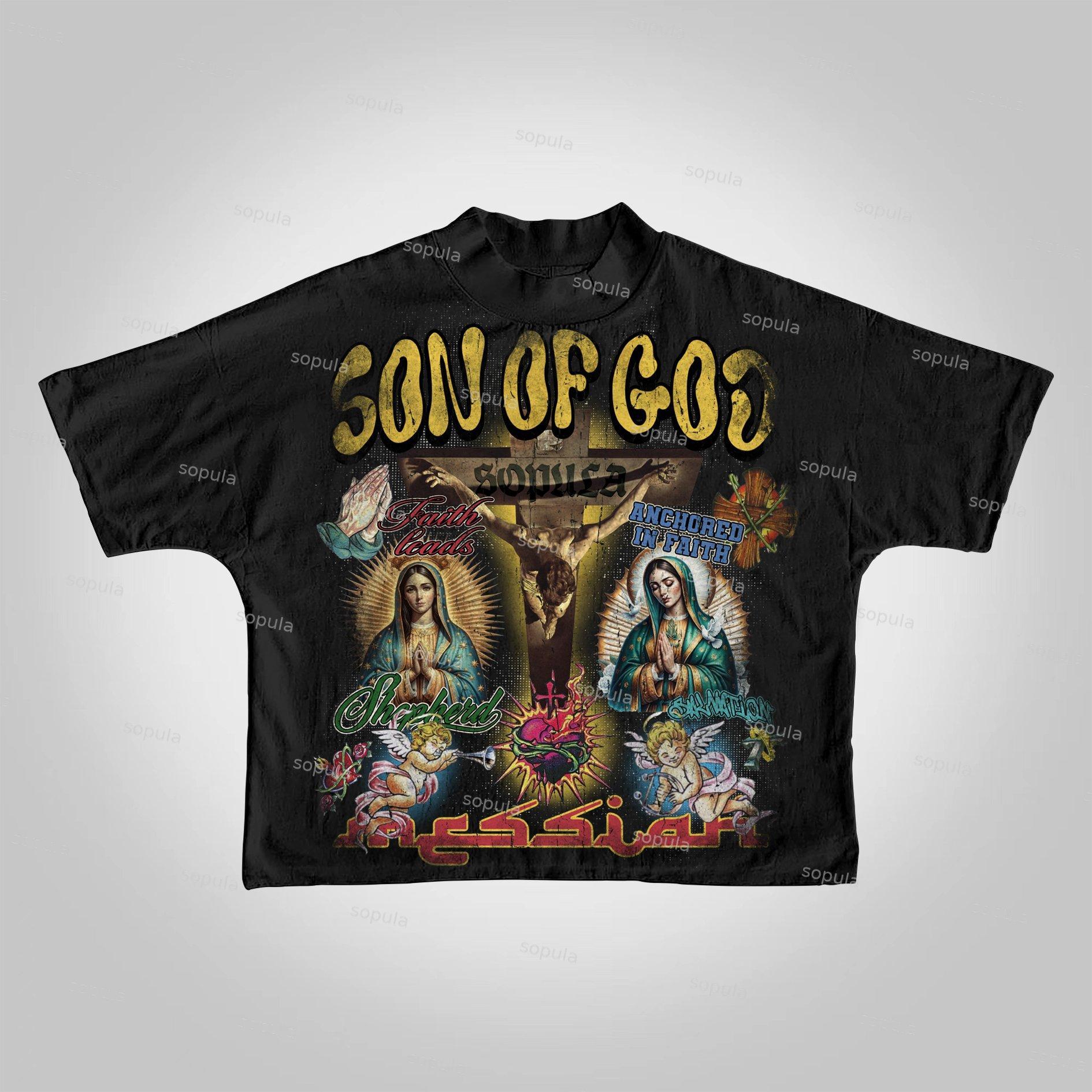 Sopula Son Of God Vintage Collage Graphics Cropped T-Shirts Product Image