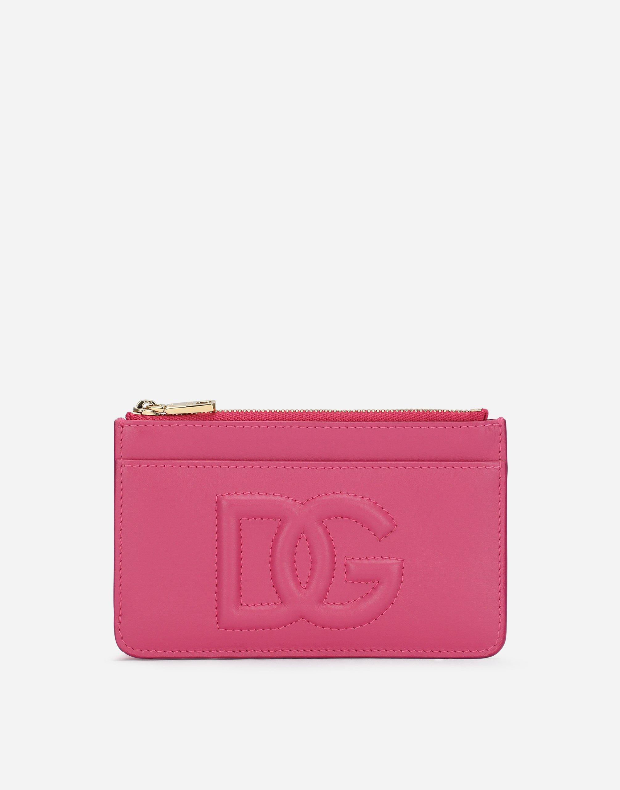 DOLCE & GABBANA Medium Calfskin Card Holder With Dg Logo In Lilac Product Image