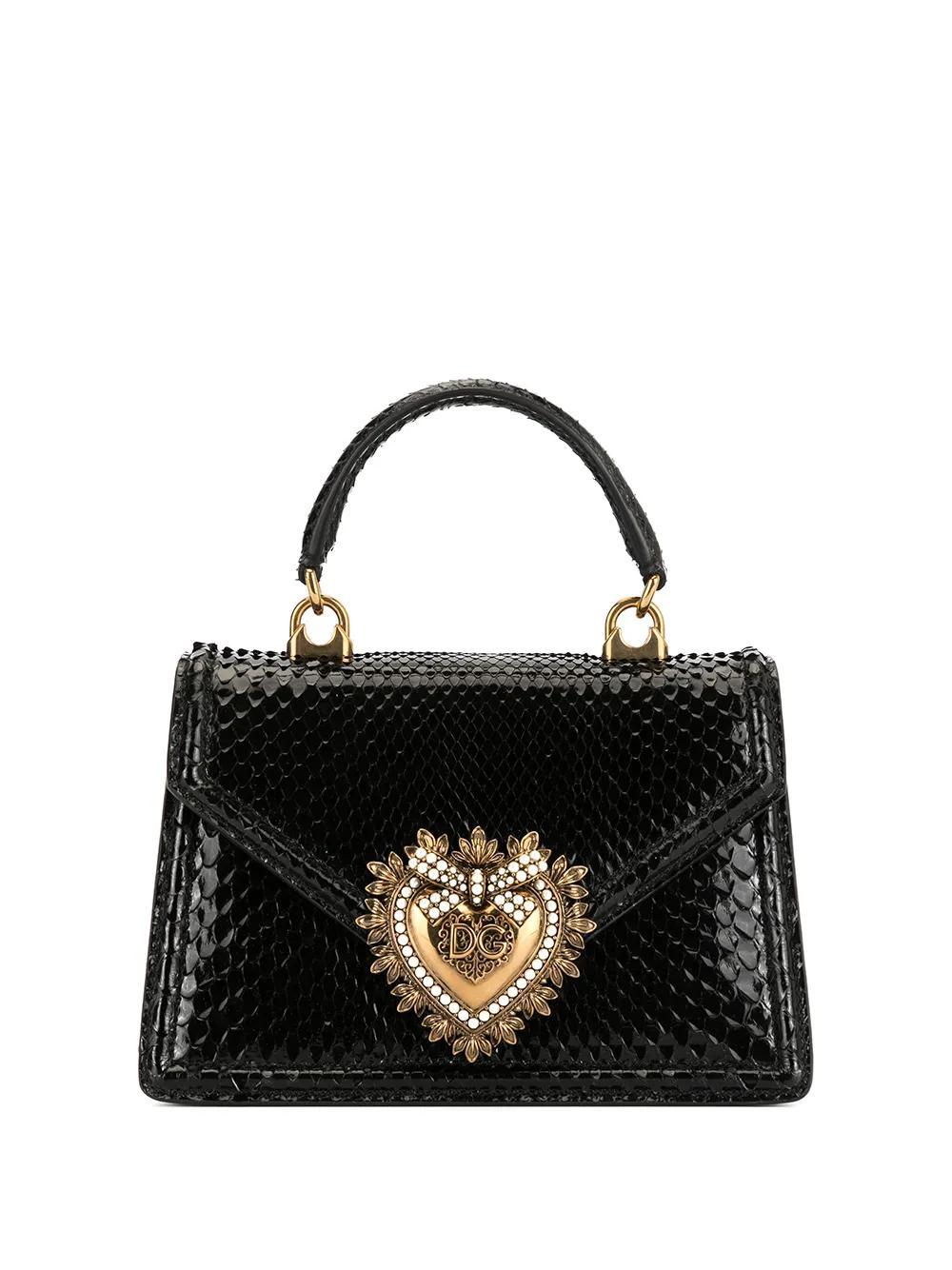 DOLCE & GABBANA Devotion Embossed Tote Bag In Black Product Image