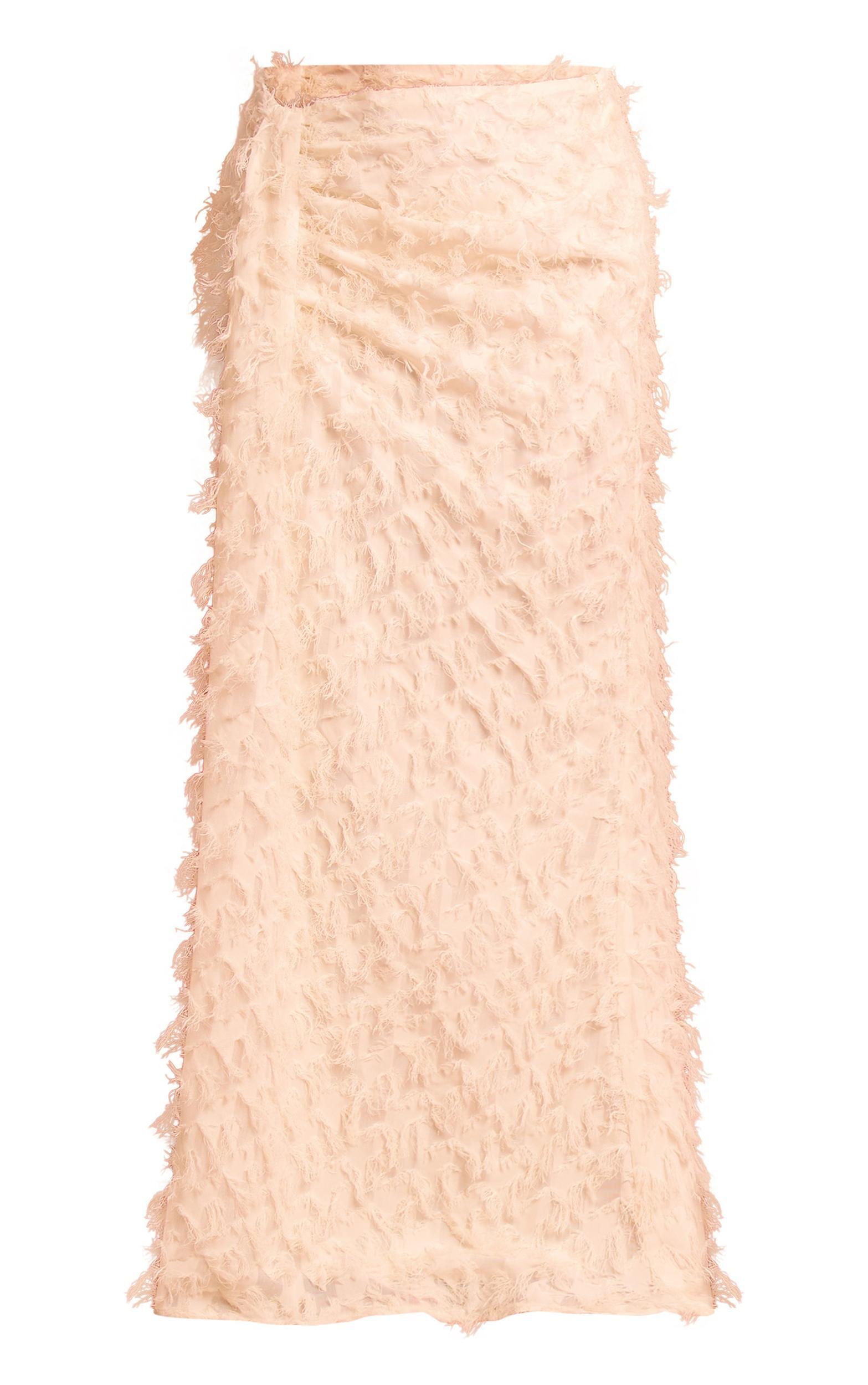  Cream Distressed Woven Dip Waist Maxi Skirt Product Image