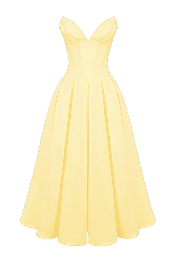 Lady Sunshine Strapless Tulle Midi Dress Product Image